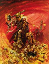 Inquisitor Lord Torquemada Coteaz in combat against the Forces of Chaos