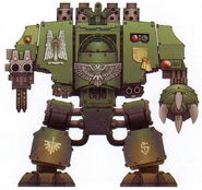 A Mark IV Dreadnought of the Dark Angels Chapter