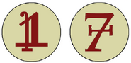 Roundels indicating the 1st and 7th vehicles of the Deathwing company.