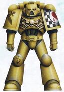 Lamenters battle-brother in Mark VII Aquila Power Armour.