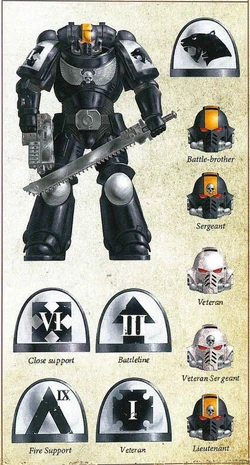 Chapter colour scheme and significant iconography of the Obsidian Jaguars