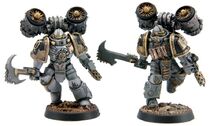 A pair of Word Bearers Legionaries of the Ashen Circle, armed with the deadly Axe-Rakes.