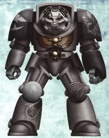 A Carcharodons Terminator armed with a Power Fist.