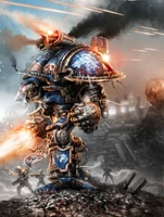 Knight Warden House Terryn.png (1.84 MB) A Questor Imperialis House Terryn Knight Warden in battle