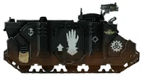 Rhino Heart of Iron.png (369 KB) An Iron Hands Chapter Rhino armoured personnel carrier with a forward pintle-mounted Storm Bolter
