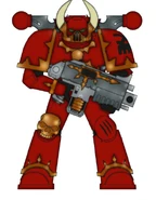 A Chaos Space Marine of the Skullsworn armed with a Bolter