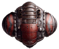 House Ærthegn Questoris Knight Magaera Kerberos (top view). The black and red of the Wræken Dreor are prominently displayed.