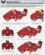 Blood Angels Stormraven Gunship squadron displaying the Chapter's common aviation markings.