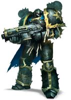 A Rubric Marine of the Sons of the Cyclops, a group of Chaos Space Marines in the Black Legion dedicated to the service of Tzeentch.