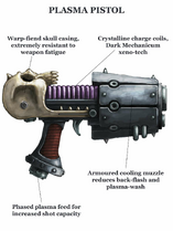 Khârn's master-crafted, ancient pattern Plasma Pistol.