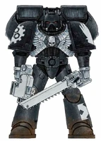 Battle-Brother Kheres of the Raukaan Clan Company in Mark VII Aquila Power Armour.