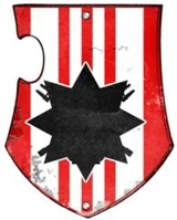 Honoured member of a Questor Mechanicus house's Exalted Court bearing the design of a Master of Vox on his Knight's tilting plate.