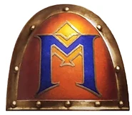 Early Great Crusade-era XV Legion iconography which depicts a stylised letter "M", the ancient Romanii numeral for 1,000; this was most likely a reference to the ravages of the "Flesh Change" suffered by the XV Legion when its numbers were reduced to only 1,000 Astartes
