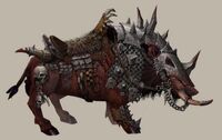 An armoured Feral Ork Warboar