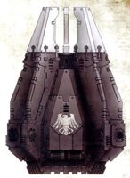 A Raven Guard Drop Pod used during the Raid on Kastorel-Novem