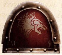 A Space Wolves Legion armorial with "Varagyr" command variant iconography