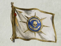 Individual Cadian Shock Troop platoons may also have their own regimental standard; these banners depict the name and markings of the platoon and are often studded with purity seals