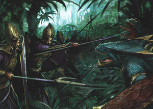 Dark Elf raiding Lizardmen