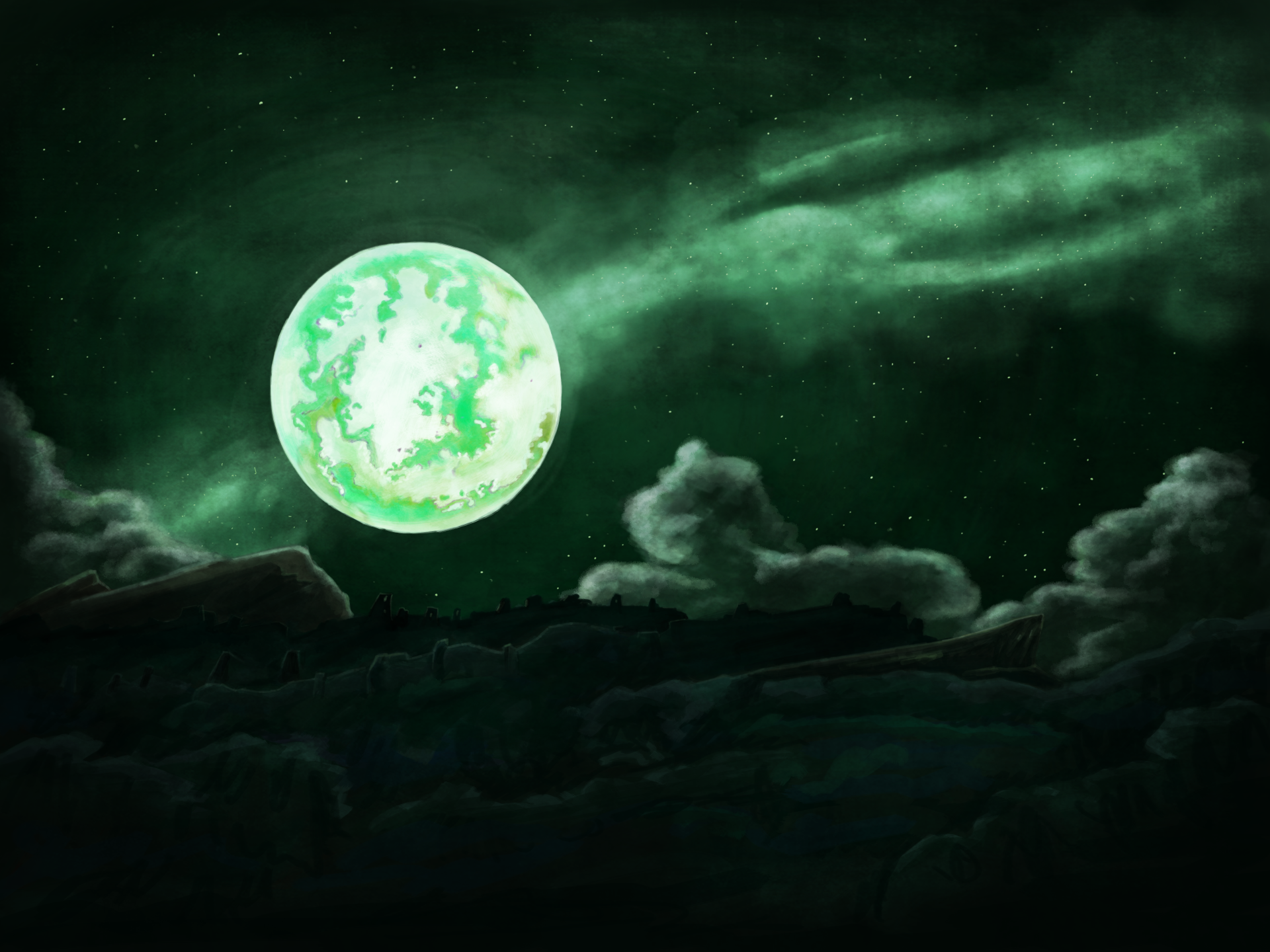 green moon wallpaper