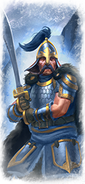 A Tzar Guard armed with a two-handed greatsword as depicted in Total War: Warhammer III.