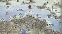 The Sea of Chaos is located between the northern  and .