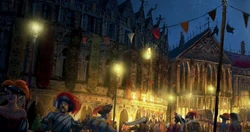 The wealthy  of Nuln is crowded with cultured citizens from all across the  who come to see the performances at the famed , one of the greatest cultural landmarks of the city.