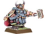 A Dwarf thane with warhammer and shield. (8th Edition)