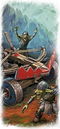 A Greenskin Bolt Throwa as depicted in Total War: Warhammer III.