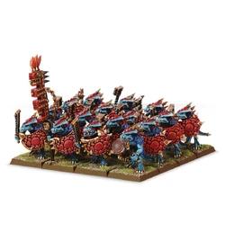 Régiment De 20 Guerriers Saurus Hommes-Lézards Warhammer (5e éd.) Peints + Commandement