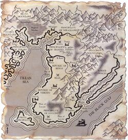 The Tilean Sea separates the peninsula of  from  in the southern 