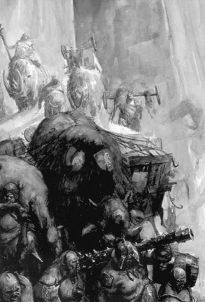 Ogre Caravan Guards 6th Edition Black&White Illustration