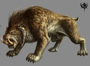A Sabretusk with their signature fangs.
