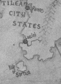 A river in southern  runs from the central  through Luccini to 