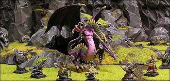 Skaladrak Incarnadine vs Dwarfs 7th Edition diorama