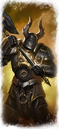 A Chaos Chosen armed with a two-handed greataxe as depicted in Total War: Warhammer.