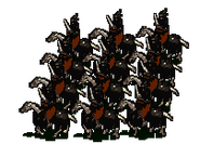 A squadron of Black Grail Knights as depicted in Warhammer: Dark Omen.