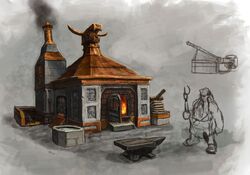 A Dwarf smithy in the Empire.