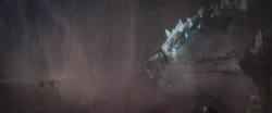 A shackled  stares down Prince  of  during the events of the prologue campaign of 