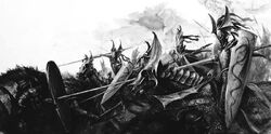 Dragon Princes vs Orcs 6th Edition Black&White Illustration