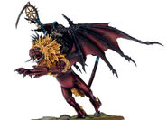 A Chaos Sorcerer mounted on a Manticore. (8th Edition)