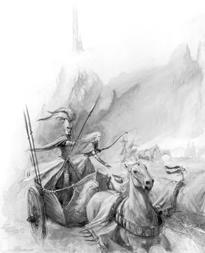 Tiranoc Chariot High Elves 6th Edition Black&White Illustration