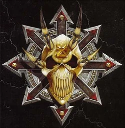 The Star of  in one of its infinite varieties; in this case emblazoned with the , the Blood God.