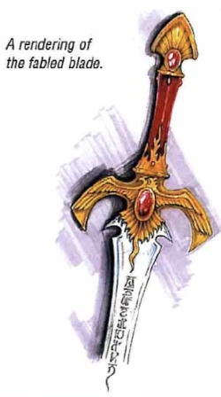 A depiction of the hilt of Sunfang
