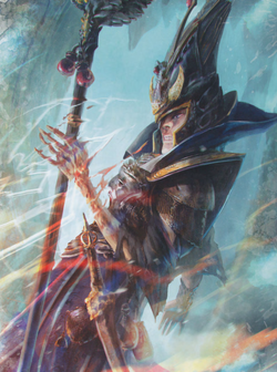 Warhammer End Times Teclis holds the Winds of Ghur and Aqshy