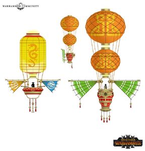 Kongming Sky-Lantern Sky-Junk Cathay Total War Warhammer 3 concept