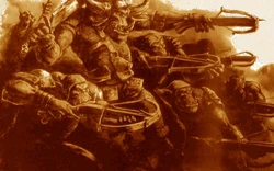 Ruglud's Armoured Orcs in battle.