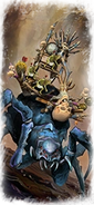 An Arachnarok Spider Flinger as depicted in Total War: Warhammer III.