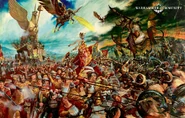 Imperial forces battle against Beastmen.