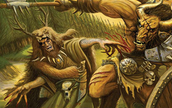 Amber Wizard fighting Beastman
