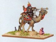 Arabyan lord armed with a jezzail mounted on a camel. (Warmaster)